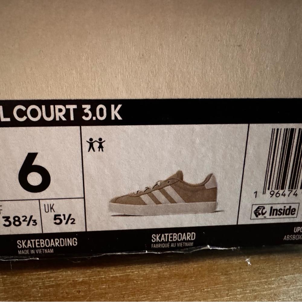 New Adidas  Kids' VL Court 3.0 Shoe size 6 color Alumina/White/Alumina - Picture 3 of 6